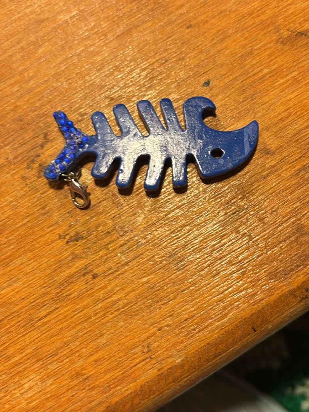 Blue Fishbone Charm with Sparkling Accent for Pets